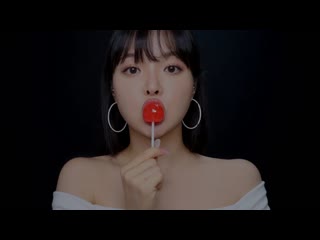 rose asmr asmr gourmet lollipop eating sounds, lots of licking and mouth sounds